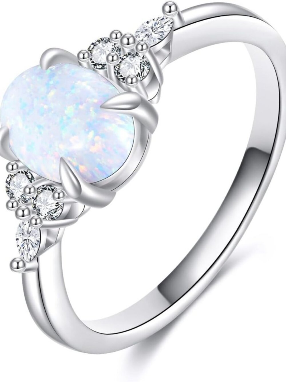 1.5 Carat Opal Aquamarine Emerald Ruby Ring - 925 Sterling Silver Gemstone Band